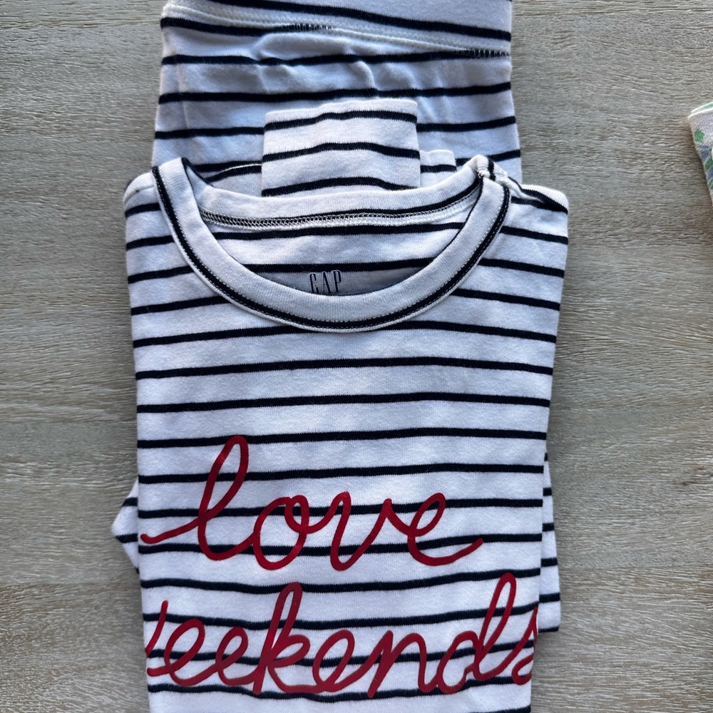 GAP Kids Pajamas - Black and White Stripes with Red Accents